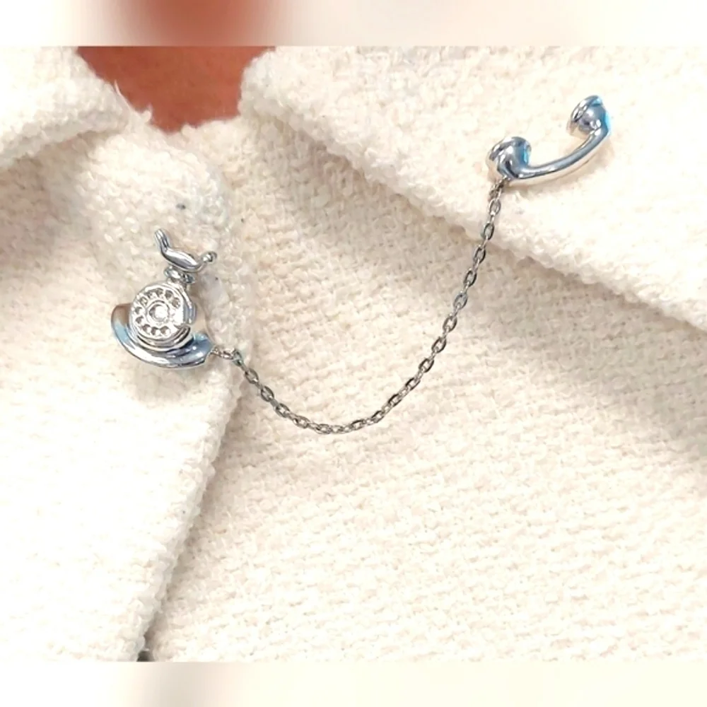 Trifari Silver Colored Rotary Phone Tie Tack or  Scarf Pin Excellent Condition